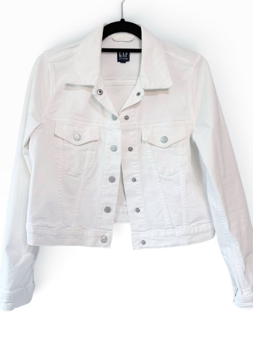 GAP Icon Cropped Denim Jacket White Size Small